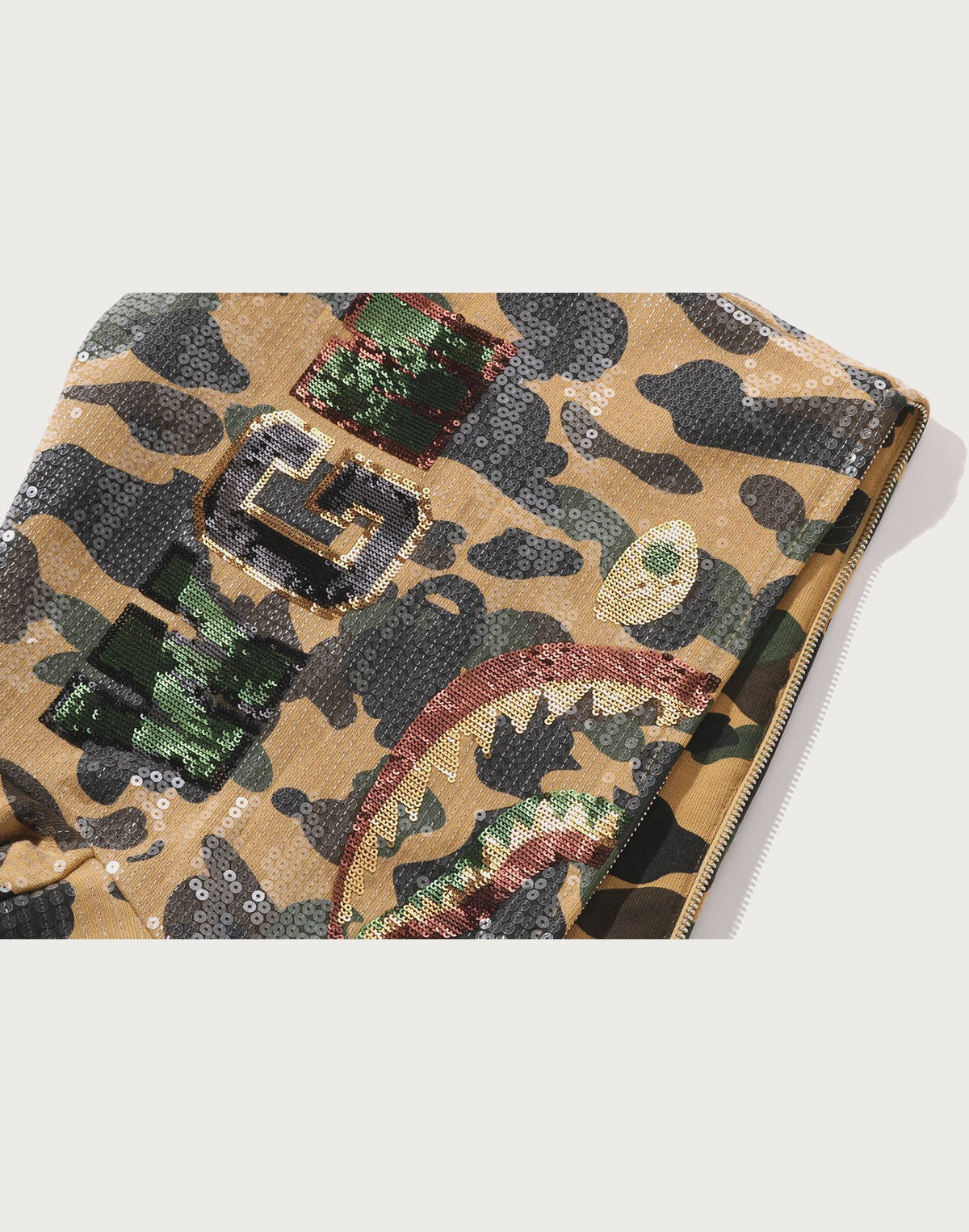 1ST CAMO SEQUIN SHARK RELAXED FIT FULL ZIP HOODIE MENS