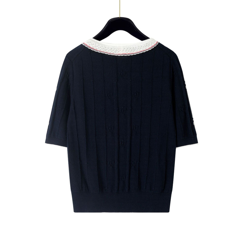 New Lace-Collar Knitted T-Shirt