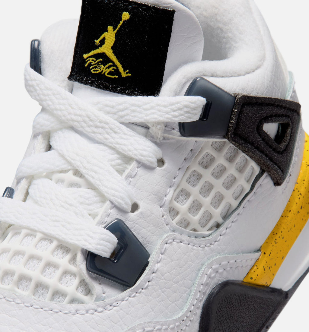 Air Jordan 4 Retro "Rare Air Tour Yellow" Infant/Toddler Shoe – White/Dark Blue Grey/Black/Tour Yellow
