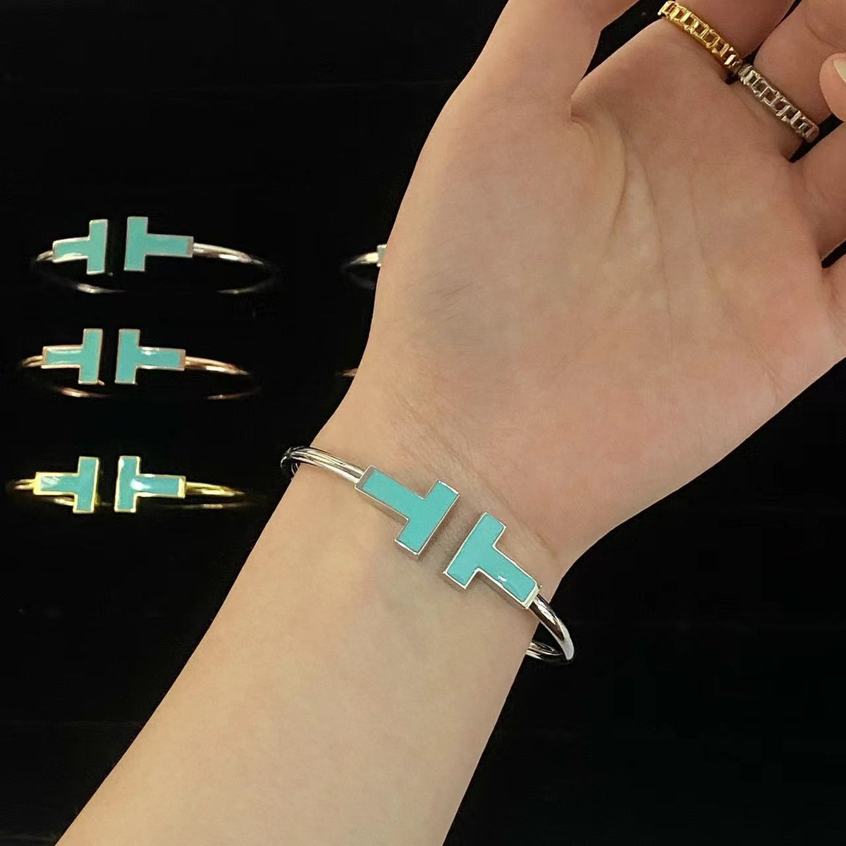 TIFFANY T WIDE TURQUOISE OPEN BRACELET