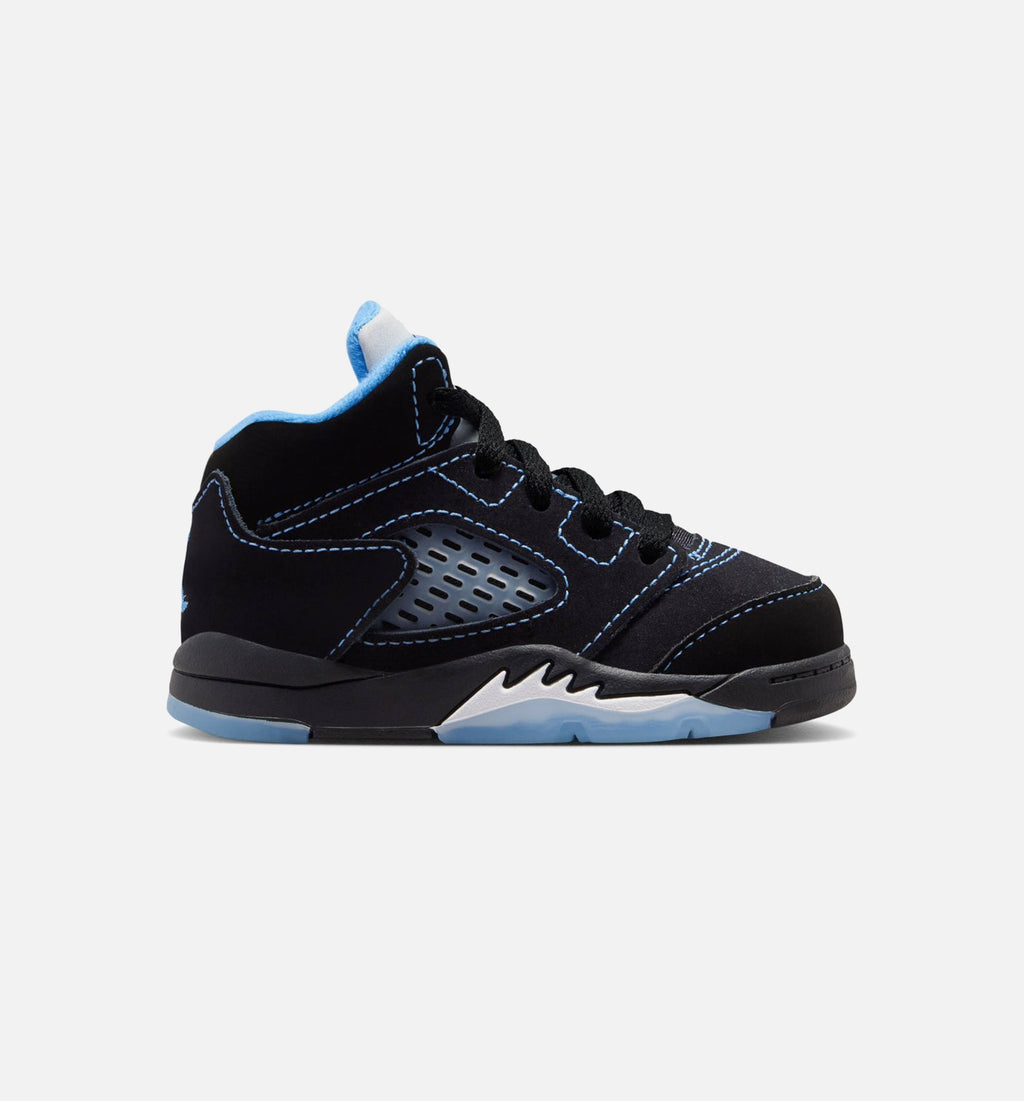 Air Jordan 5 Retro 'Black Carolina' - Infant/Toddler Lifestyle Sneaker (Black/University Blue/White)