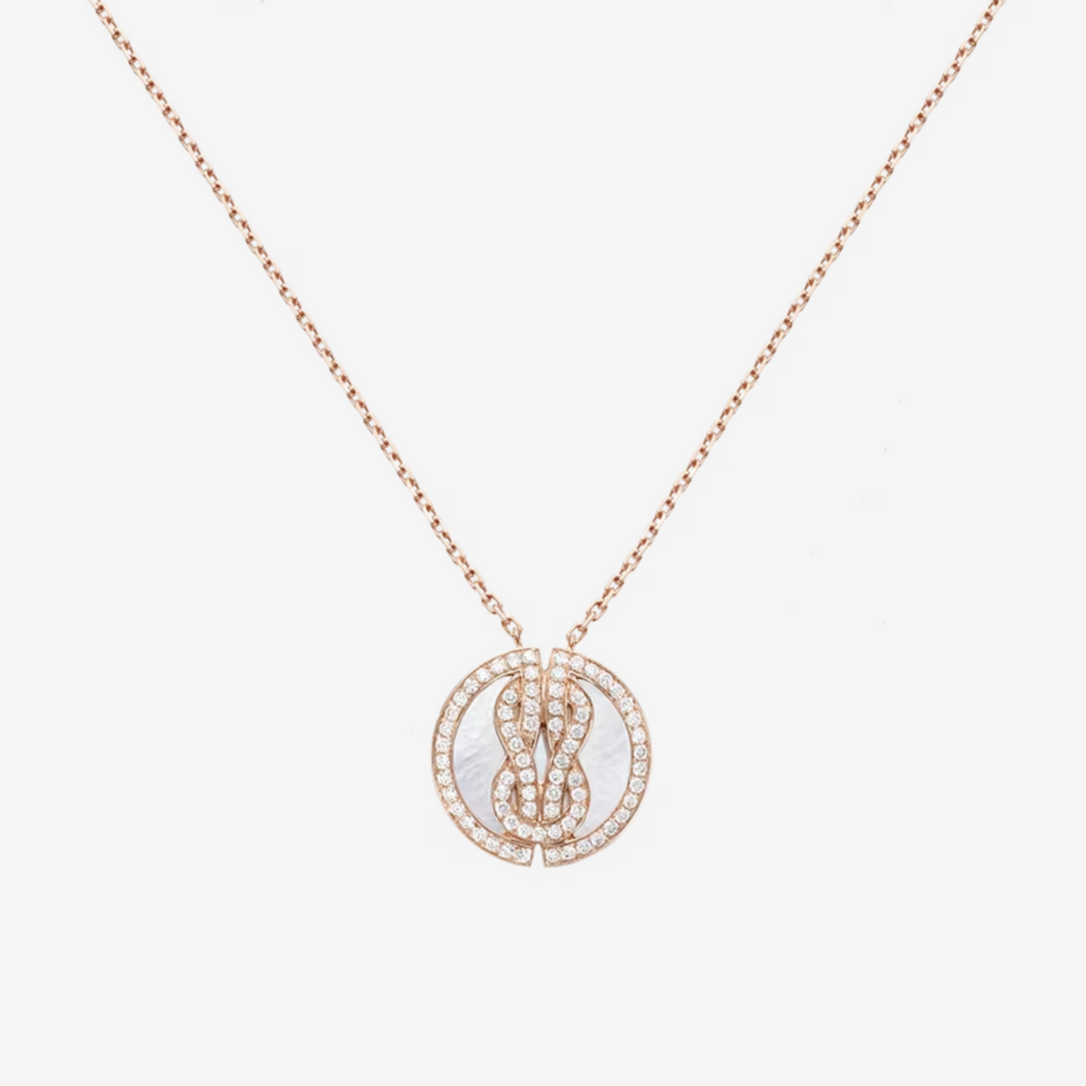 FRED CHANCE INFINIE LUCKY MEDALS PINK GOLD NECKLACE