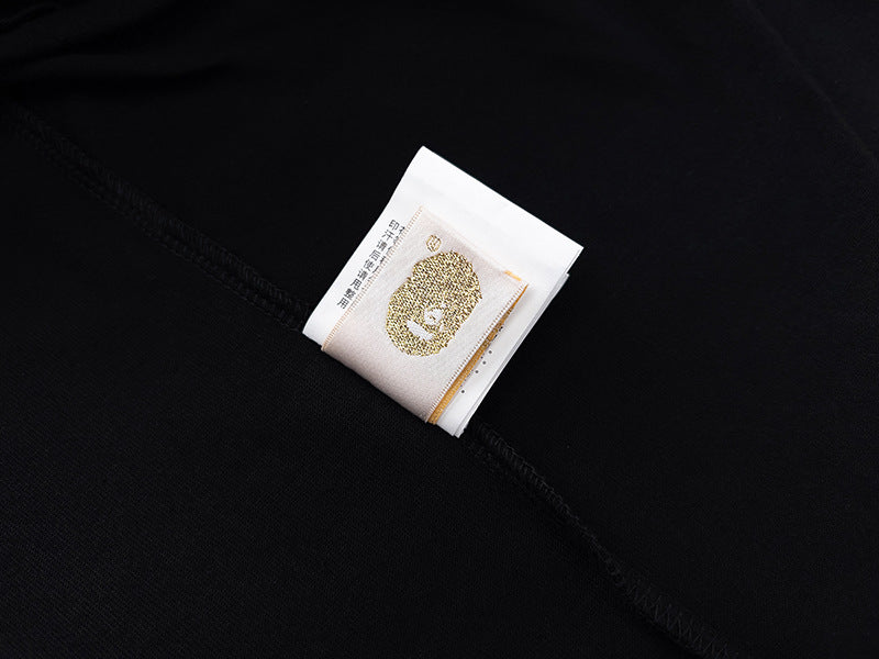 BAPE Multicolor Plaid Side Ape Head Men's T-Shirt - Black