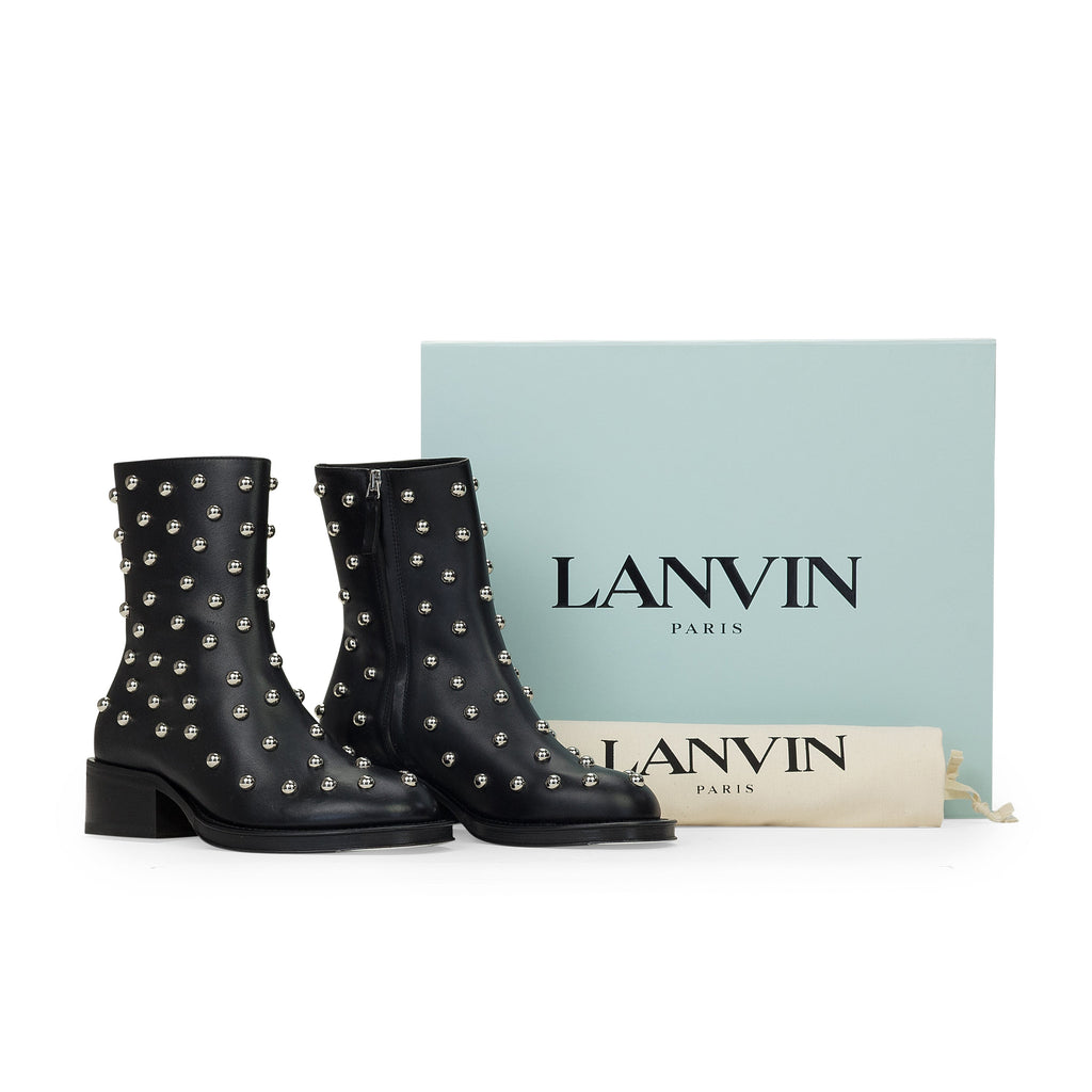 BLACK/SILVER ZIPPEES AVEC CLOUS ANKLE BOOTS