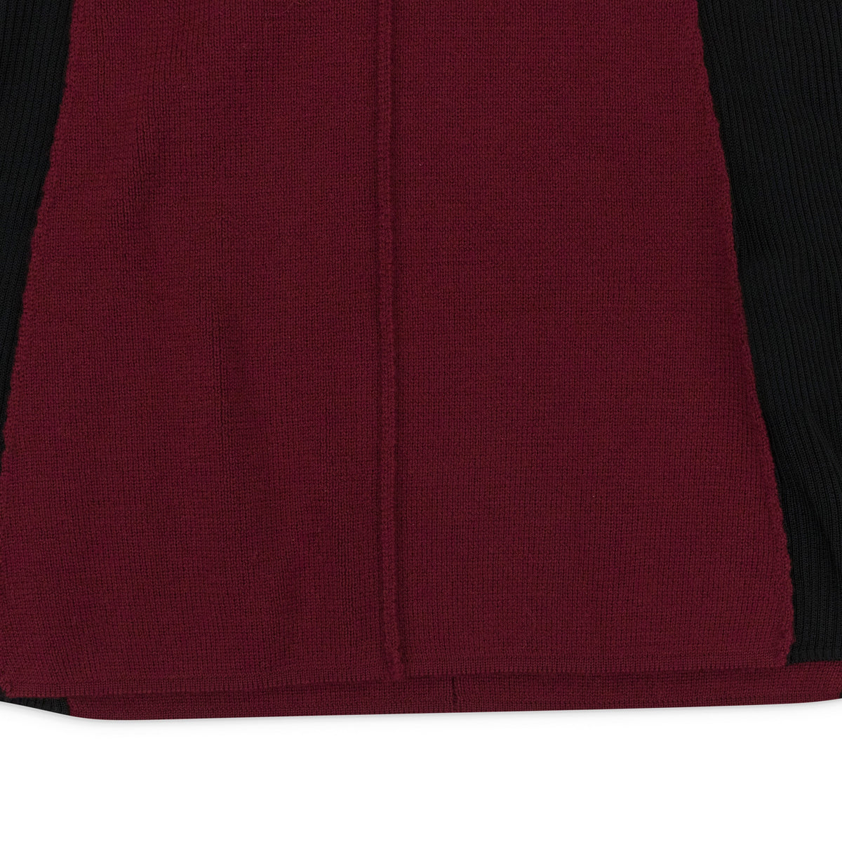 BURGUNDY MIX MEDIA TIGHT KNIT BLOUSE