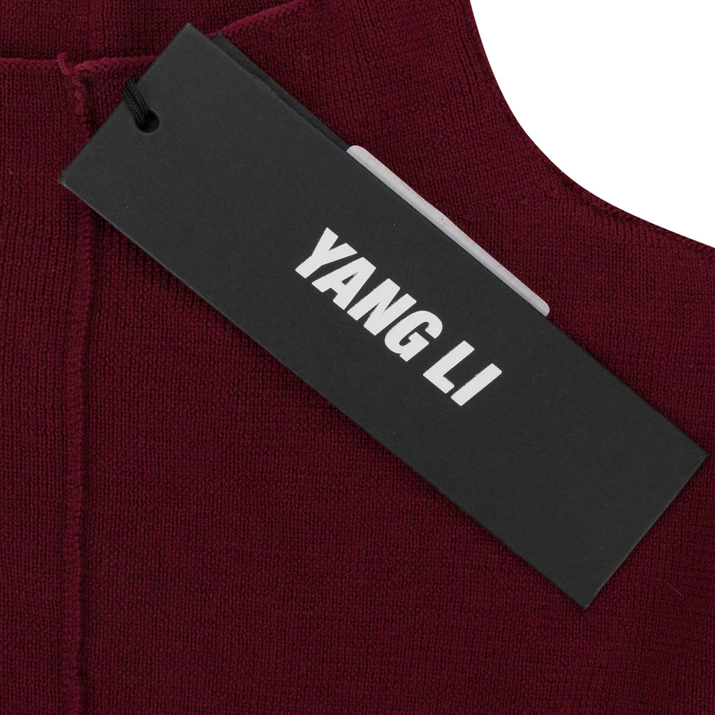 BURGUNDY MIX MEDIA TIGHT KNIT BLOUSE