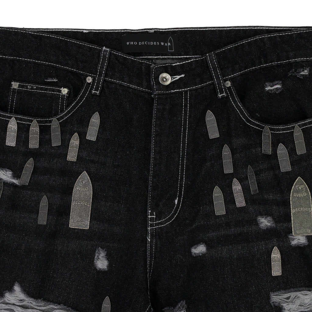 BLACK AMPLIFIED STRAIGHT-FIT JEANS