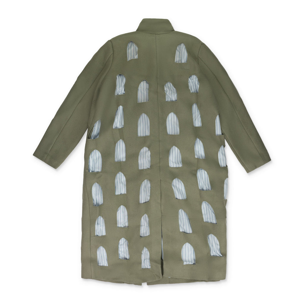 GREEN STAINED GLASS LASER TRENCH COAT