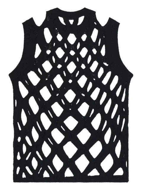Black Comme Des Garçons open-knit long-sleeve top