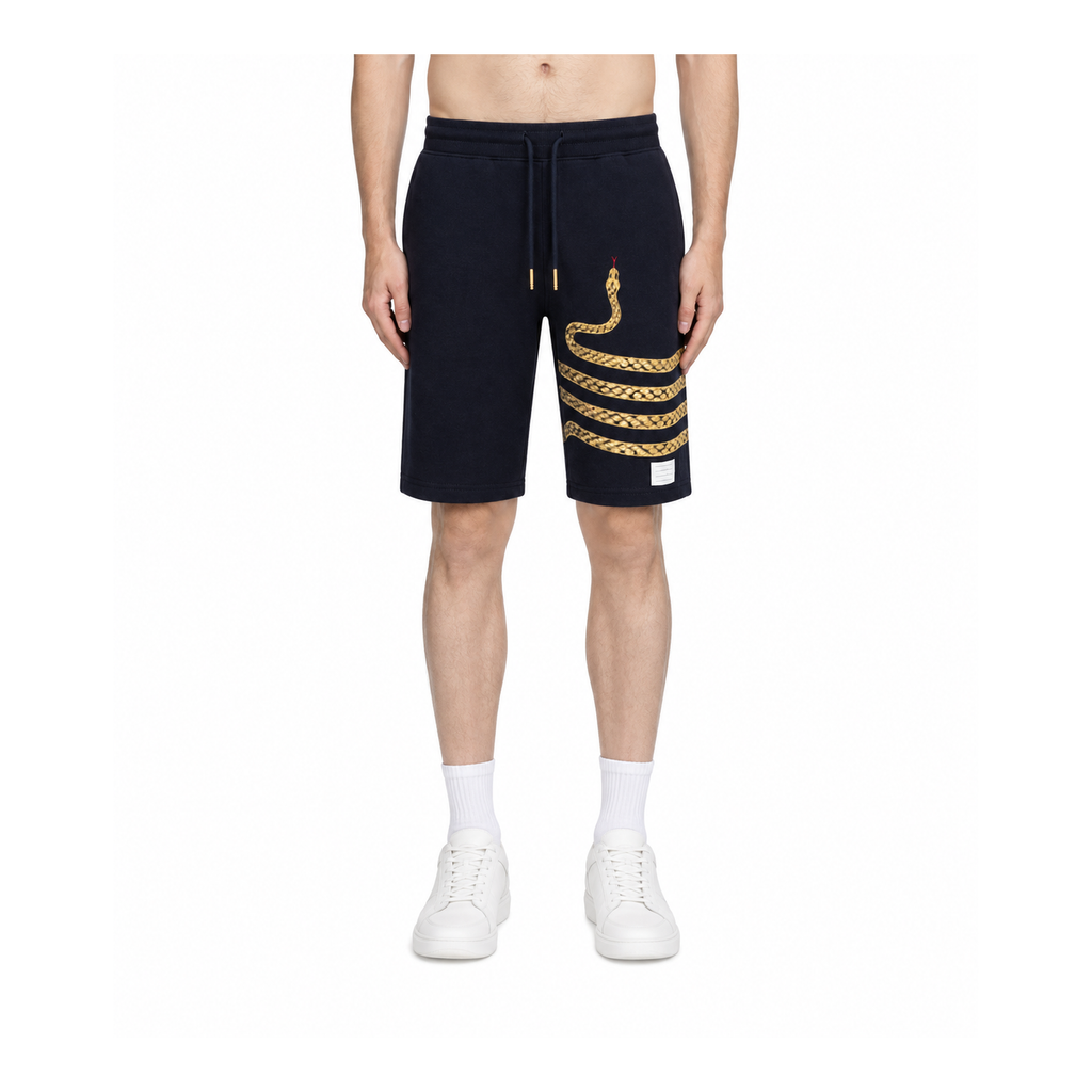 Thom Browne Style Four-Bar Snake Shorts