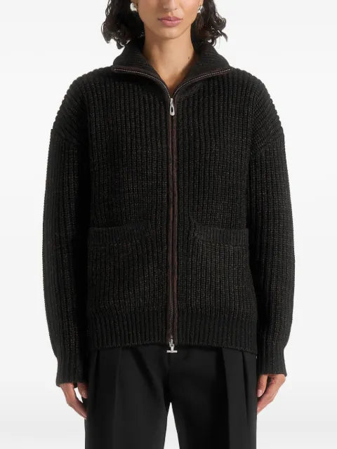 Manière De Voir Jamie - speckled zip through jacket - black