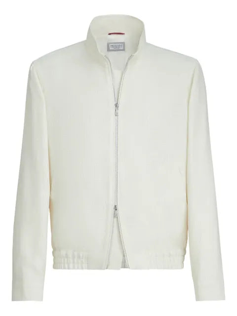 Brunello Cucinelli stand-collar hopsack jacket