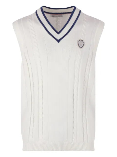 Brunello Cucinelli cotton cable-knit sweater vest with logo