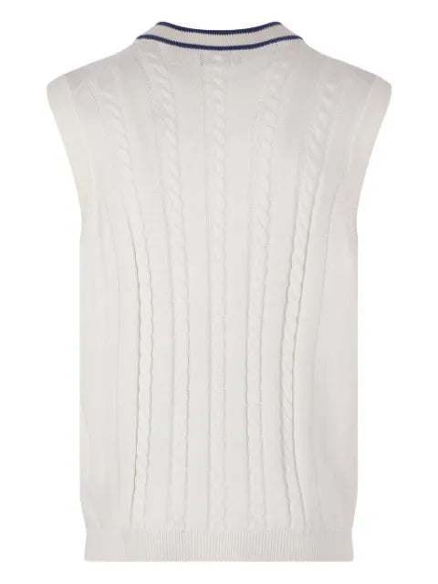 Brunello Cucinelli cotton cable-knit sweater vest with logo