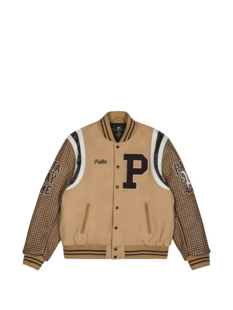 PATTA logo-patch houndstooth bomber jacket