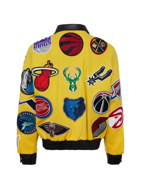 Jeff Hamilton x NBA Collage leather bomber jacket