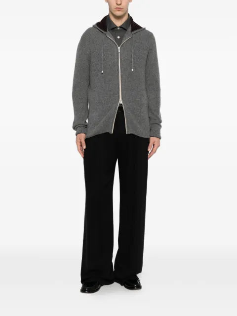 Eleventy zip-up cashmere hood cardigan