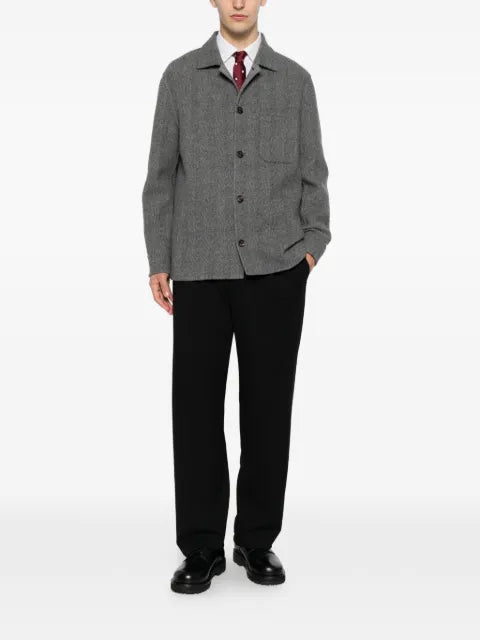Eleventy herringbone-pattern button-up overshirt