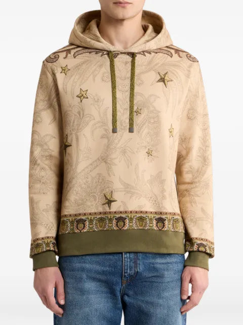 ETRO cotton-blend hooded sweatshirt with placed Pegaso-print