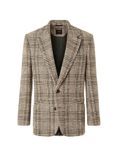 Zegna check wool-blend blazer