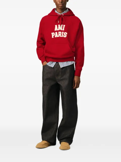 AMI Paris logo-print raglan-sleeve hoodie