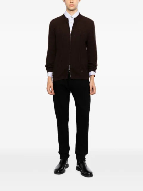 Emporio Armani virgin wool cardigan with a regular fit and stitch