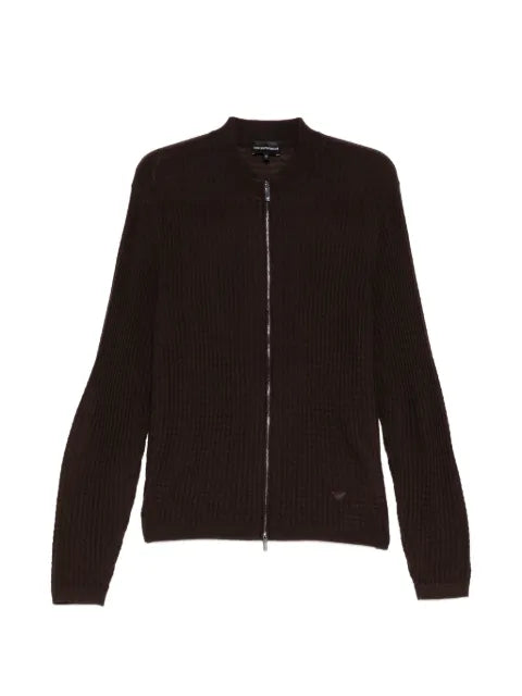 Emporio Armani virgin wool cardigan with a regular fit and stitch