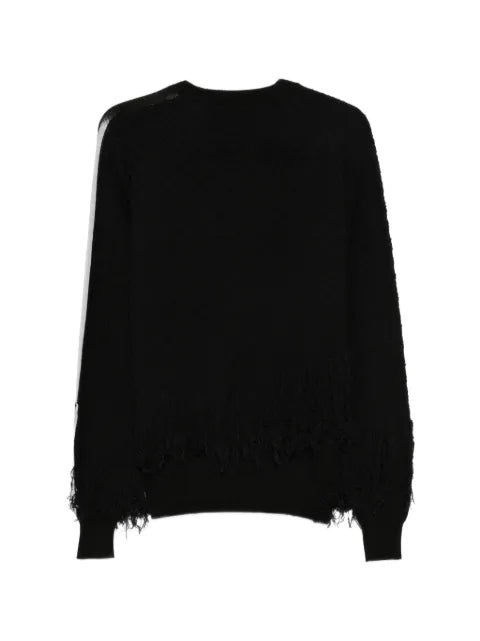 Y-3 fringed-detail side-stripe sweatshirt