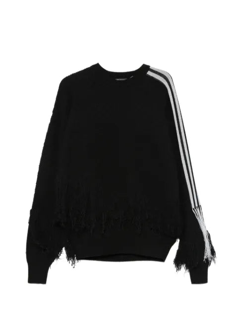 Y-3 fringed-detail side-stripe sweatshirt