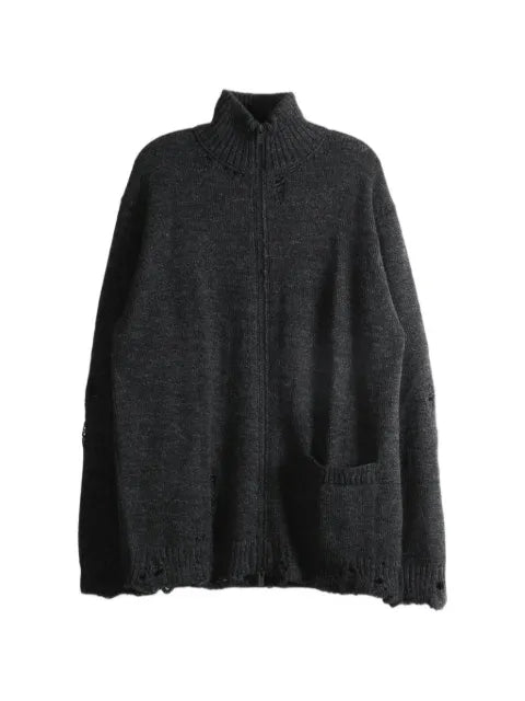 Yohji Yamamoto distressed zip-up sweater