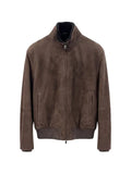 Corneliani suede long-sleeve bomber jacket