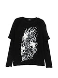 THUG CLUB skull-print layered-sleeve sweatshirt