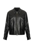 AMI Paris black lamb leather zipped jacket