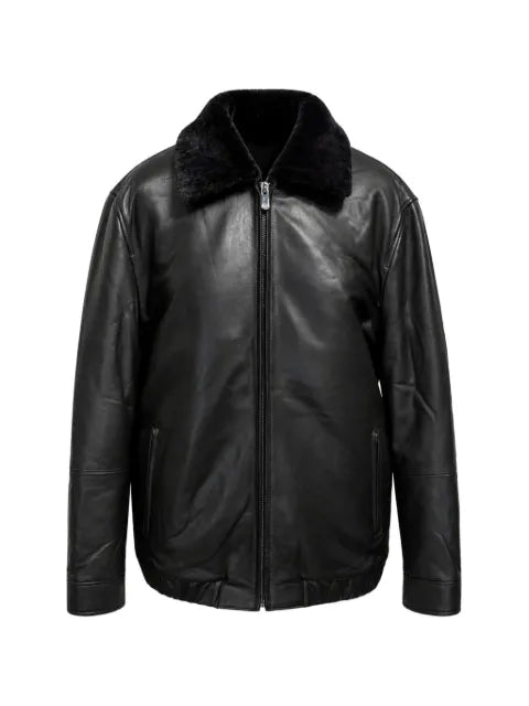 Poche Paris shearling-collar leather jacket
