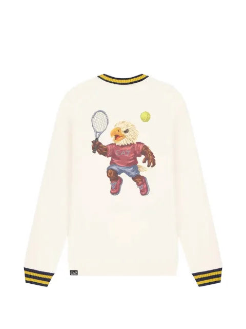 Ea7 Emporio Armani graphic-print striped-trim sweatshirt