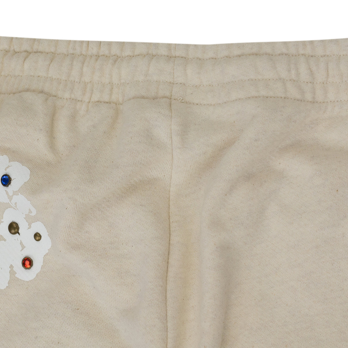 Cream Rhinestone Cotton Wreath Sweatpants