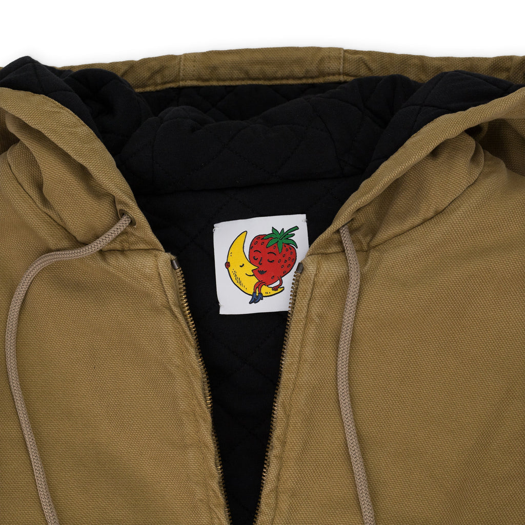 Beige Hooded Workwear Jacket