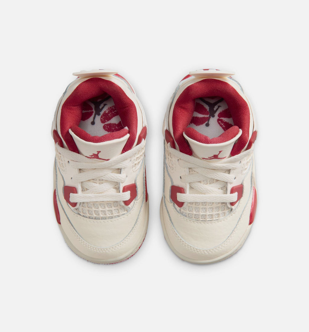 Air Jordan 4 Retro 'Valentine's Day' - Infant/Toddler Lifestyle Sneaker (Pale Ivory/Sierra Red/Tough Red)