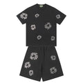 Denim Tears Black Grey Floral Ring Print Crew Neck T-Shirt & Drawstring Shorts