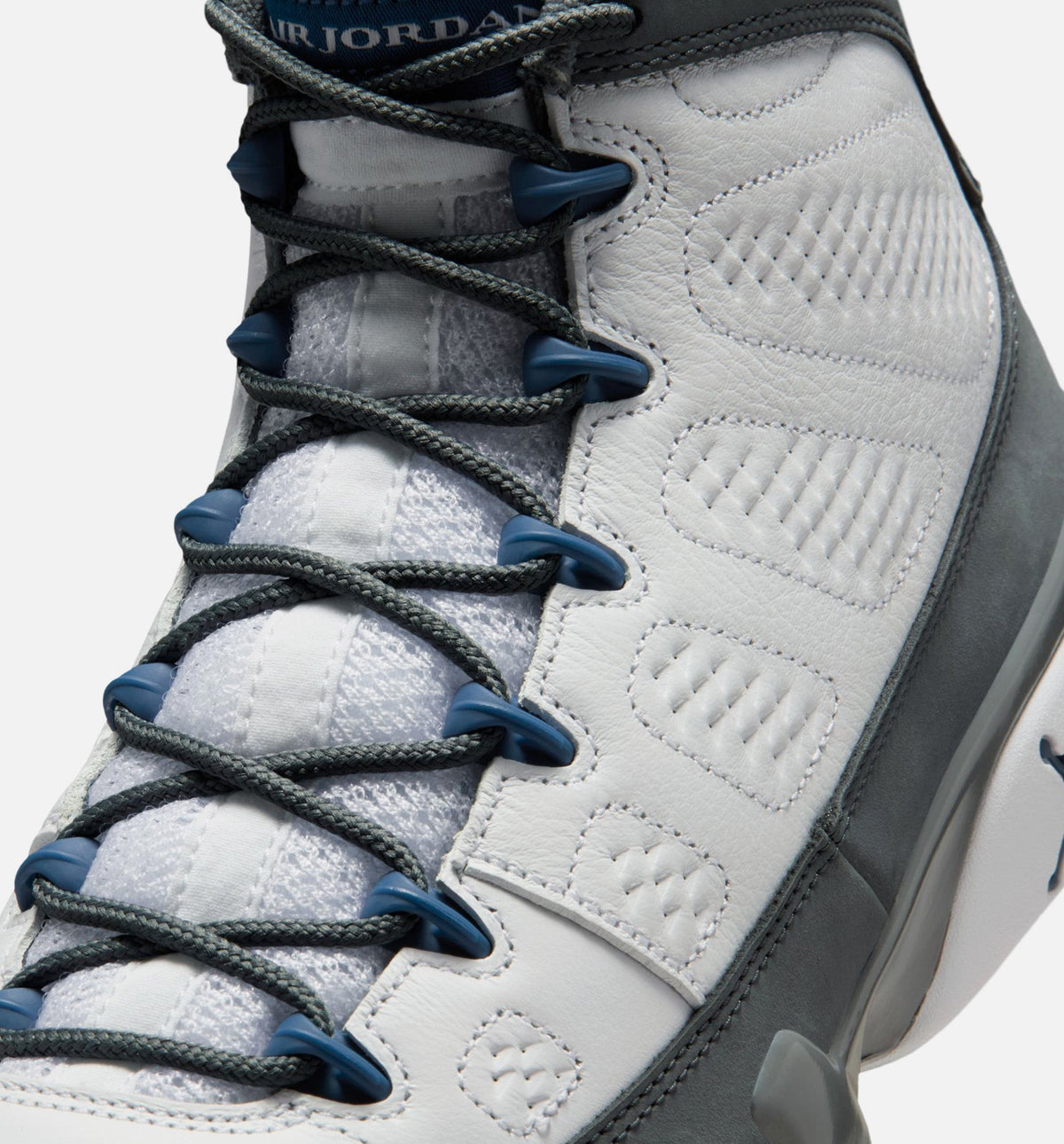 Air Jordan 9 Retro Flint Grey and French Blue Men's Lifestyle Shoes - White / French Blue / Flint Grey