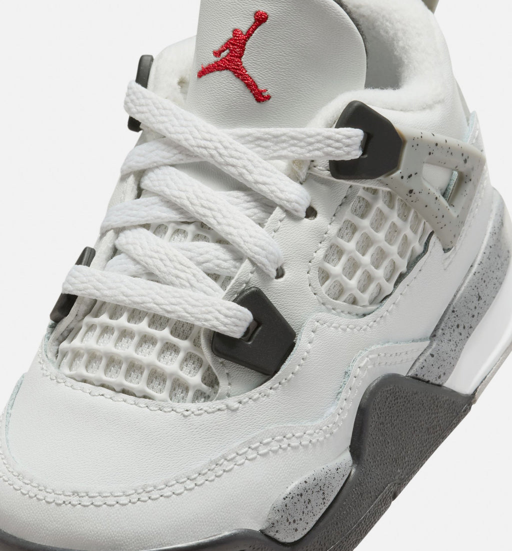 Air Jordan 4 Retro White Cement Infant/Toddler Shoes - Summit White Fire Red Cement Grey Black
