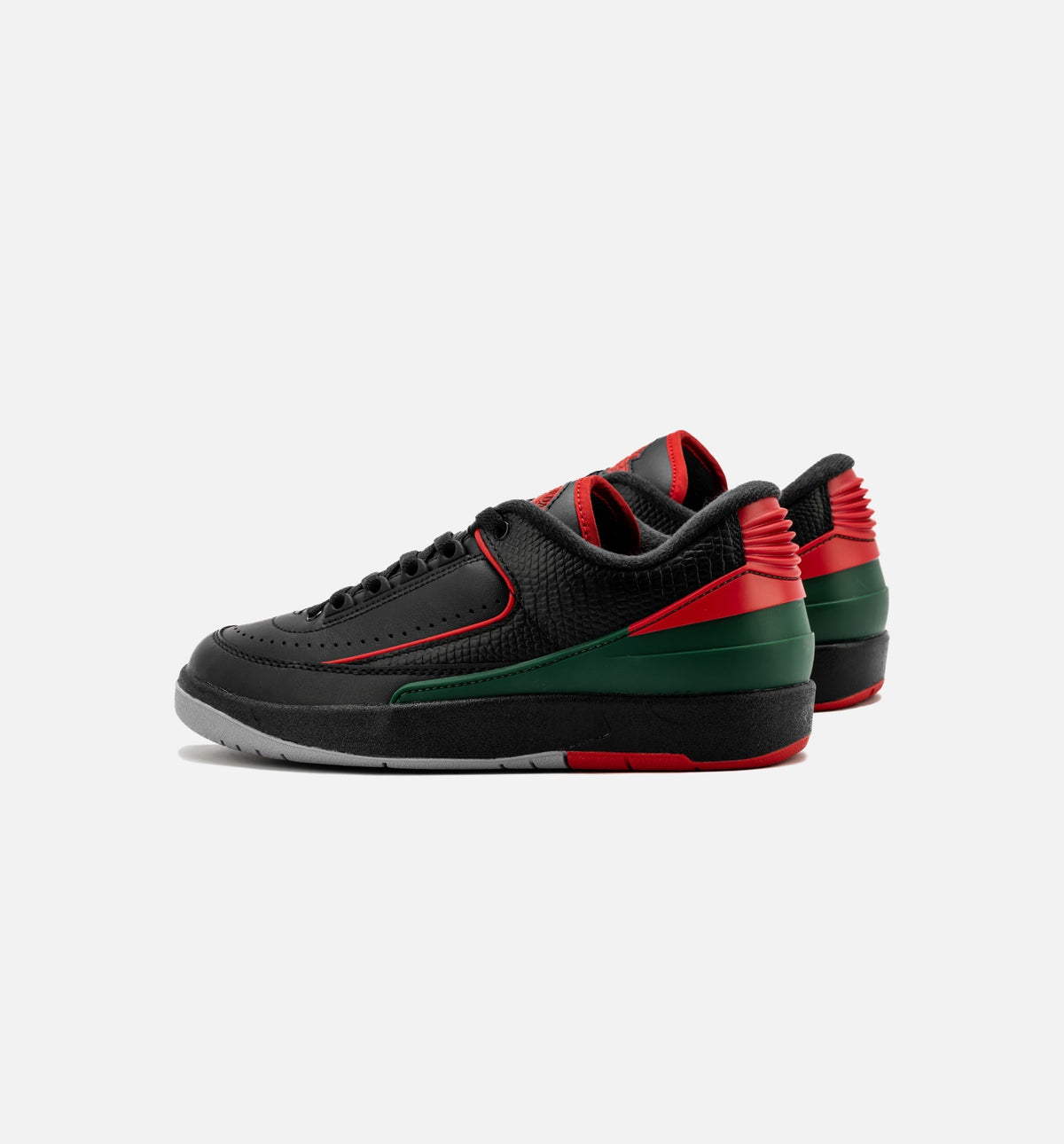 Air Jordan 2 Retro Low Christmas Youth Sneakers - Black/Fire Red/Cement Grey