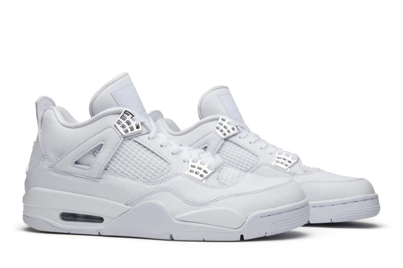 Air Jordan 4 Retro 'Pure Money' 2017 – All-White Premium Sneaker with Metallic Silver Accents