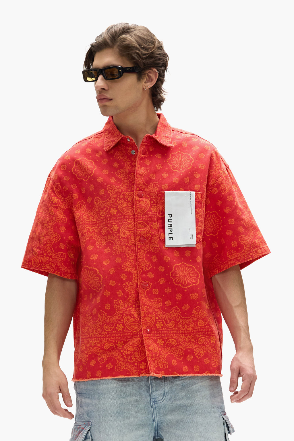 P035 Bandana Print Short Sleeve Shirt