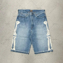 Y2K Skull-Embroidered Baggy Denim Jorts