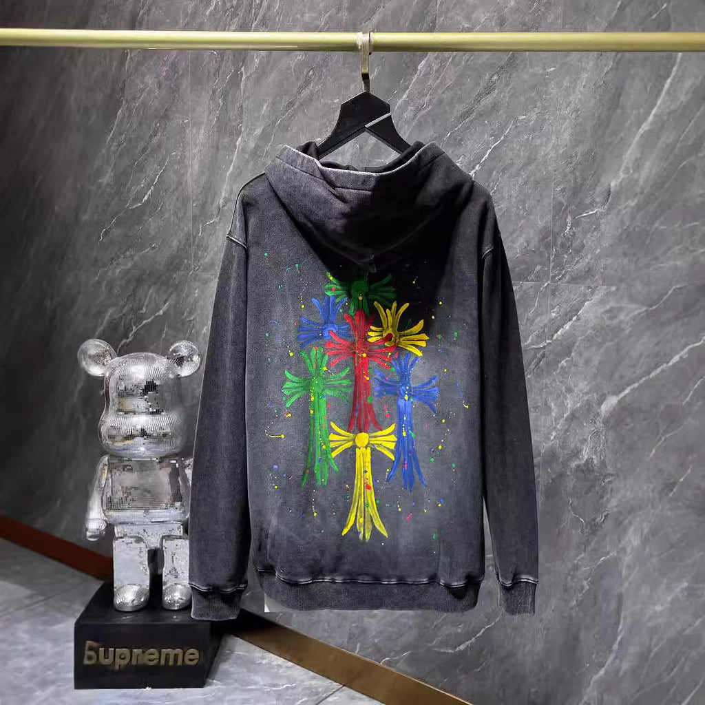 Chrome Heart Hoodie Autumn/Winter Colored Cross Hooded Pullover Sweater