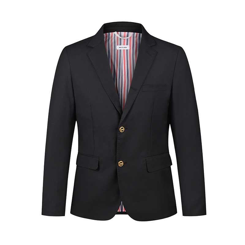 Casual Wool Suit Jacket - Front Zip Closure - Signature Detail | Thom Browne