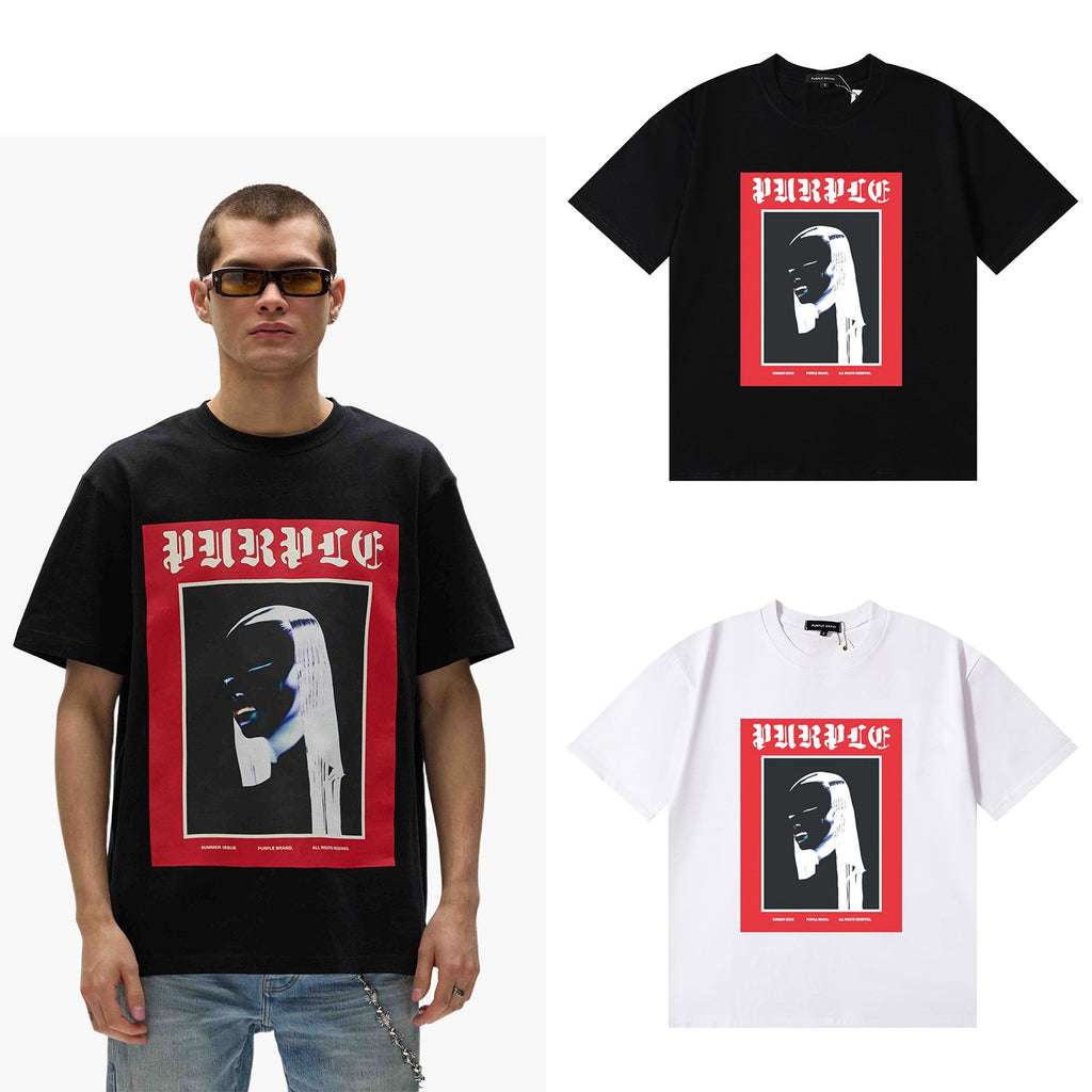 Purple Brand Graphic Tee Loose Unisex Vintage Streetwear T-Shirt