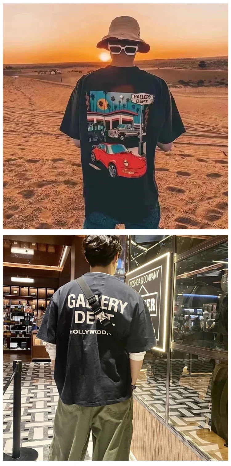 Gallery Dept Vintage Print Loose Short Sleeve Streetwear T-Shirt