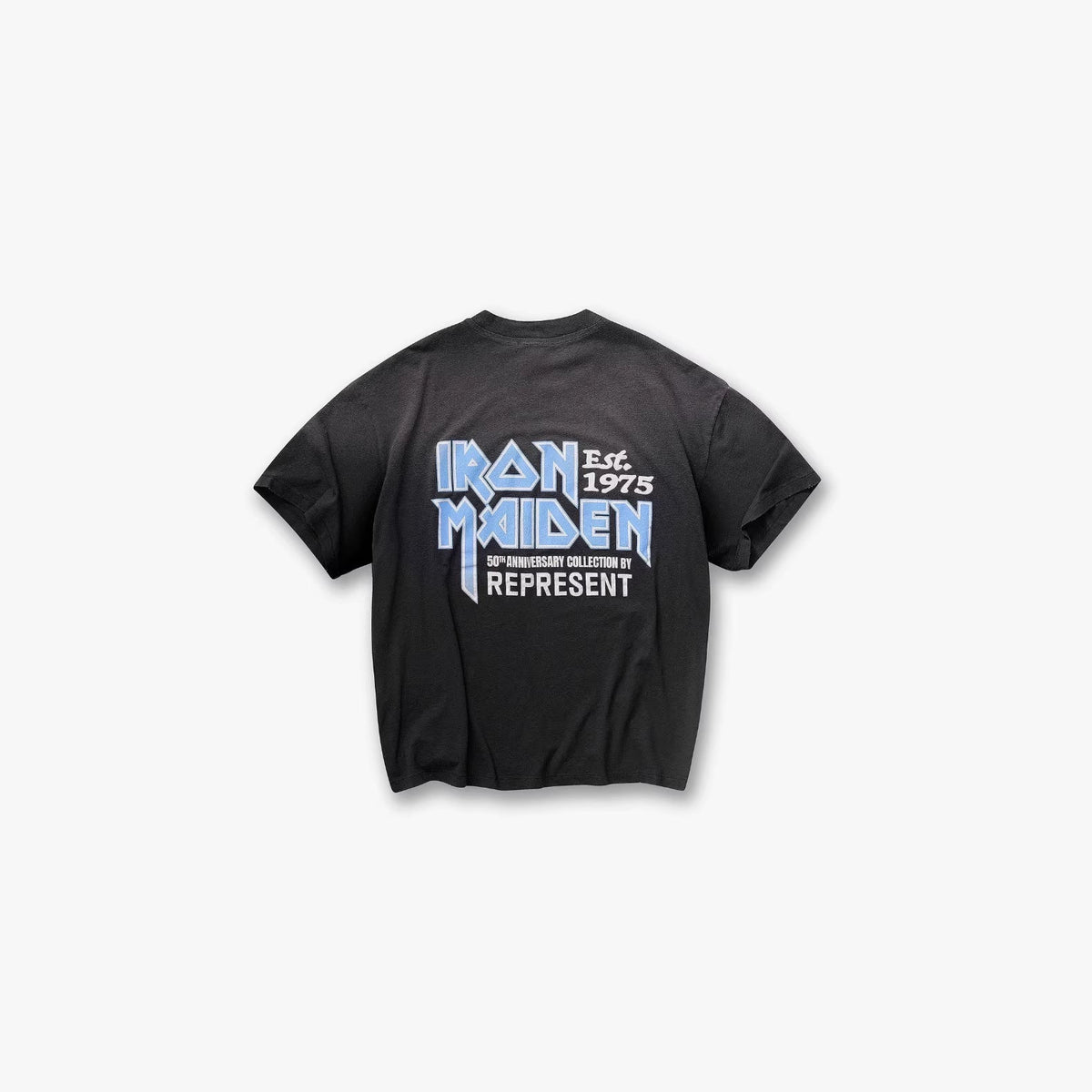 Represent Iron Maiden Letter Print Crew Neck Short Sleeve T Shirt